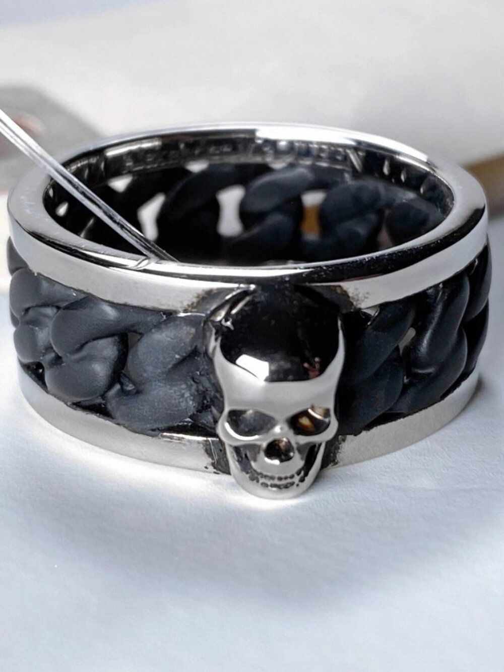 ALEXANDER MCQUEEN 3D Skull Logo Ring - Sz 6 - Eu 23 - AUTHENTIC - ITALY - NEW